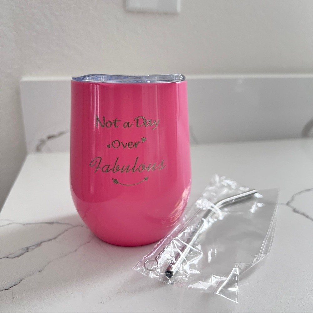 Pink Insulated Tumbler with Straw